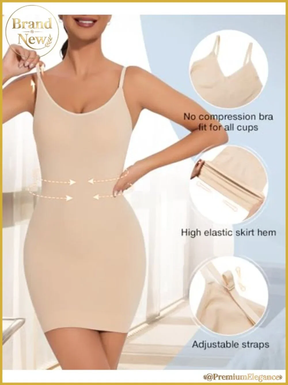 Women's Strapless Tummy Control Shapewear Slip for Under Dresses